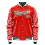 Custom Orange Teal Solid Color Varsity Letterman Jacket