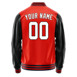 Custom Orange Black Solid Color Varsity Letterman Jacket