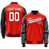 Custom Orange Black Solid Color Varsity Letterman Jacket
