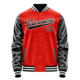 Custom Orange Black Solid Color Varsity Letterman Jacket
