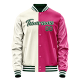 Custom Pink Cream Split Varsity Letterman Jacket