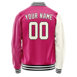 Custom Pink Cream Split Varsity Letterman Jacket