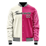 Custom Pink Cream Split Varsity Letterman Jacket