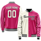 Custom Pink Cream Split Varsity Letterman Jacket