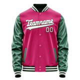 Custom Pink Kelly-Green Solid Color Varsity Letterman Jacket