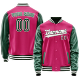 Custom Pink Kelly-Green Solid Color Varsity Letterman Jacket