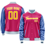 Custom Pink Light-Blue Solid Color Varsity Letterman Jacket