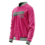 Custom Pink Kelly-Green Solid Color Varsity Letterman Jacket