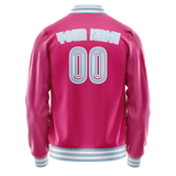 Custom Pink Light-Blue Solid Color Varsity Letterman Jacket
