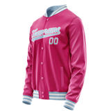 Custom Pink Light-Blue Solid Color Varsity Letterman Jacket