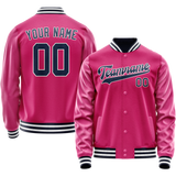 Custom Pink Navy Solid Color Varsity Letterman Jacket