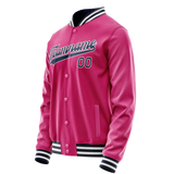 Custom Pink Navy Solid Color Varsity Letterman Jacket