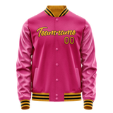 Custom Pink Old-Gold Solid Color Varsity Letterman Jacket