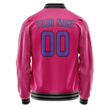 Custom Pink Purple Solid Color Varsity Letterman Jacket