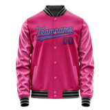 Custom Pink Purple Solid Color Varsity Letterman Jacket