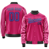 Custom Pink Purple Solid Color Varsity Letterman Jacket