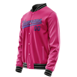 Custom Pink Purple Solid Color Varsity Letterman Jacket
