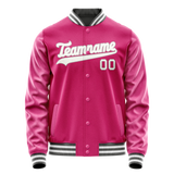 Custom Pink Gray Solid Color Varsity Letterman Jacket