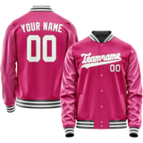 Custom Pink Gray Solid Color Varsity Letterman Jacket