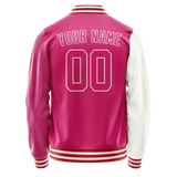 Custom Pink White Split Varsity Letterman Jacket