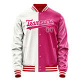 Custom Pink White Split Varsity Letterman Jacket