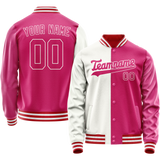 Custom Pink White Split Varsity Letterman Jacket