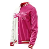 Custom Pink White Split Varsity Letterman Jacket