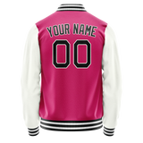 Custom Pink White Solid Color Varsity Letterman Jacket