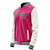 Custom Pink White Solid Color Varsity Letterman Jacket
