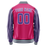 Custom Pink Purple Solid Color Varsity Letterman Jacket