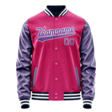 Custom Pink Purple Solid Color Varsity Letterman Jacket