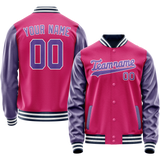 Custom Pink Purple Solid Color Varsity Letterman Jacket