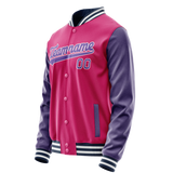 Custom Pink Purple Solid Color Varsity Letterman Jacket