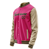 Custom Pink Cream Solid Color Varsity Letterman Jacket