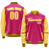 Custom Pink Gold Solid Color Varsity Letterman Jacket