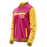 Custom Pink Gold Solid Color Varsity Letterman Jacket