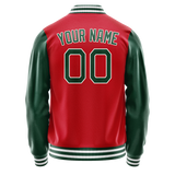 Custom Red Kelly-Green Solid Color Varsity Letterman Jacket