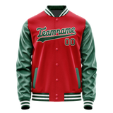 Custom Red Kelly-Green Solid Color Varsity Letterman Jacket
