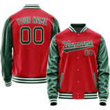 Custom Red Kelly-Green Solid Color Varsity Letterman Jacket