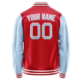 Custom Red Light-Blue Solid Color Varsity Letterman Jacket