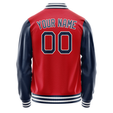 Custom Red Navy Solid Color Varsity Letterman Jacket