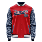 Custom Red Navy Solid Color Varsity Letterman Jacket