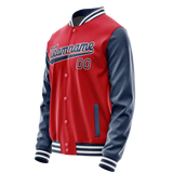 Custom Red Navy Solid Color Varsity Letterman Jacket