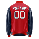 Custom Red Royal Solid Color Varsity Letterman Jacket