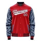 Custom Red Royal Solid Color Varsity Letterman Jacket