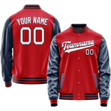 Custom Red Royal Solid Color Varsity Letterman Jacket