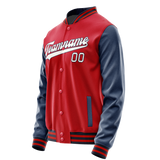 Custom Red Royal Solid Color Varsity Letterman Jacket