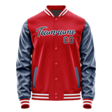 Custom Red Royal Solid Color Varsity Letterman Jacket