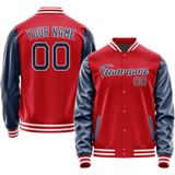 Custom Red Royal Solid Color Varsity Letterman Jacket