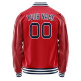 Custom Red Navy Solid Color Varsity Letterman Jacket